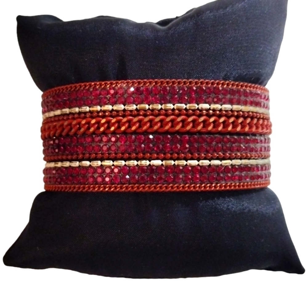 Crystal & Leather Magnetic Bracelet NWOT